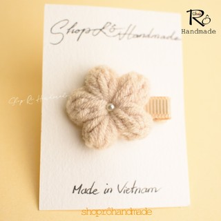Kẹp tóc hoa len handmade size nhỏ đủ màu cho bé gái dễ thương 3.5cm |Shop Rô Handmade