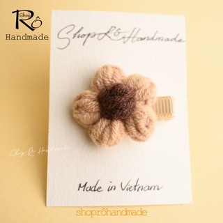 Kẹp tóc mái hoa len handmade nhiều màu cho bé gái siêu cute 3.5cm |Shop Rô Handmade