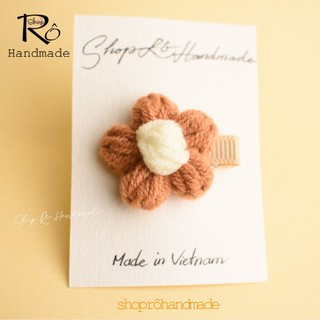 Kẹp tóc mái hoa len handmade nhiều màu cho bé gái siêu cute 3.5cm |Shop Rô Handmade