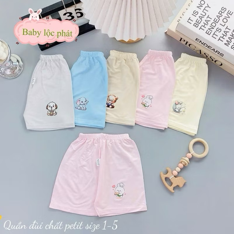 (1Q) Quần đùi Petit QC mềm mịn thấm hút mồ hôi cho bé từ 3-15kg (LK 002)