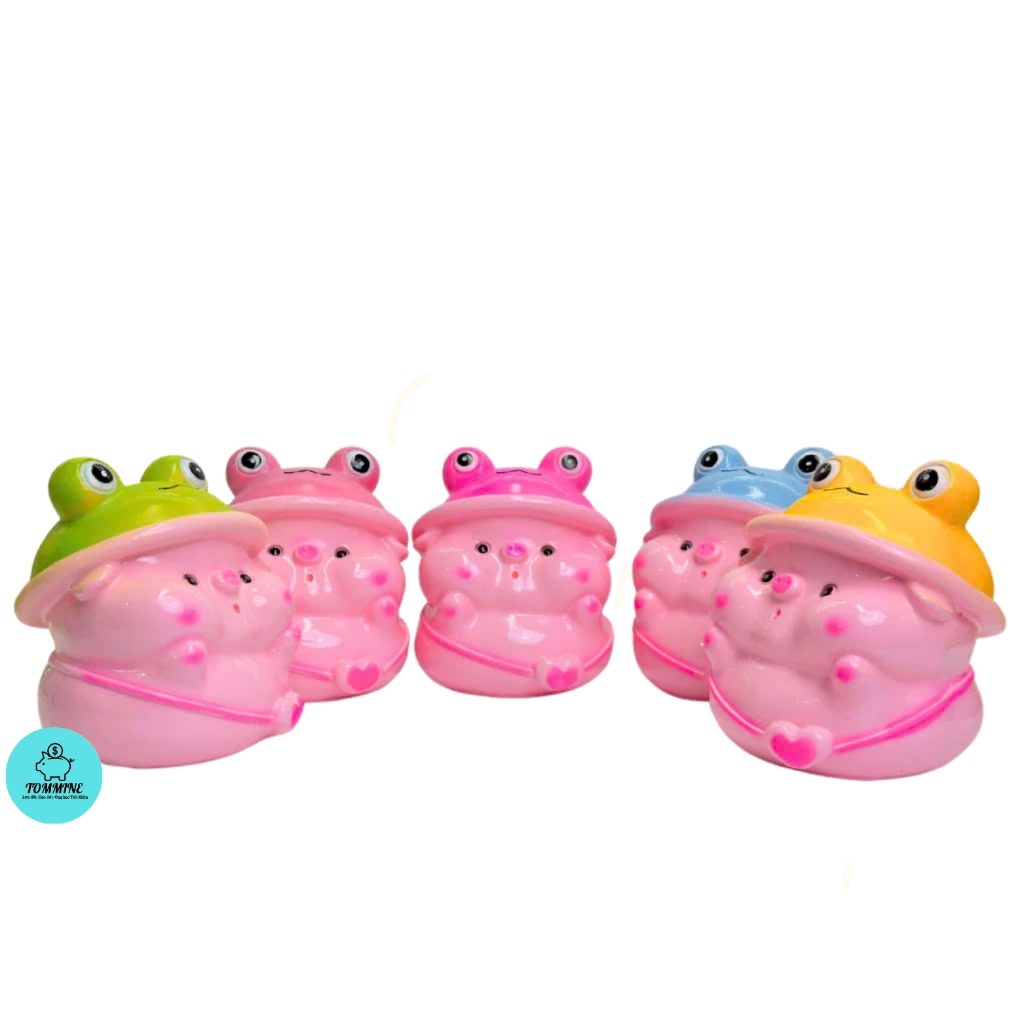 Heo Đất Lợn Đất Heo đội mũ ếch lỗ tròn(SIZE NHỎ) cute Ống heo tiết kiệm tiền,trang trí,quà tặng