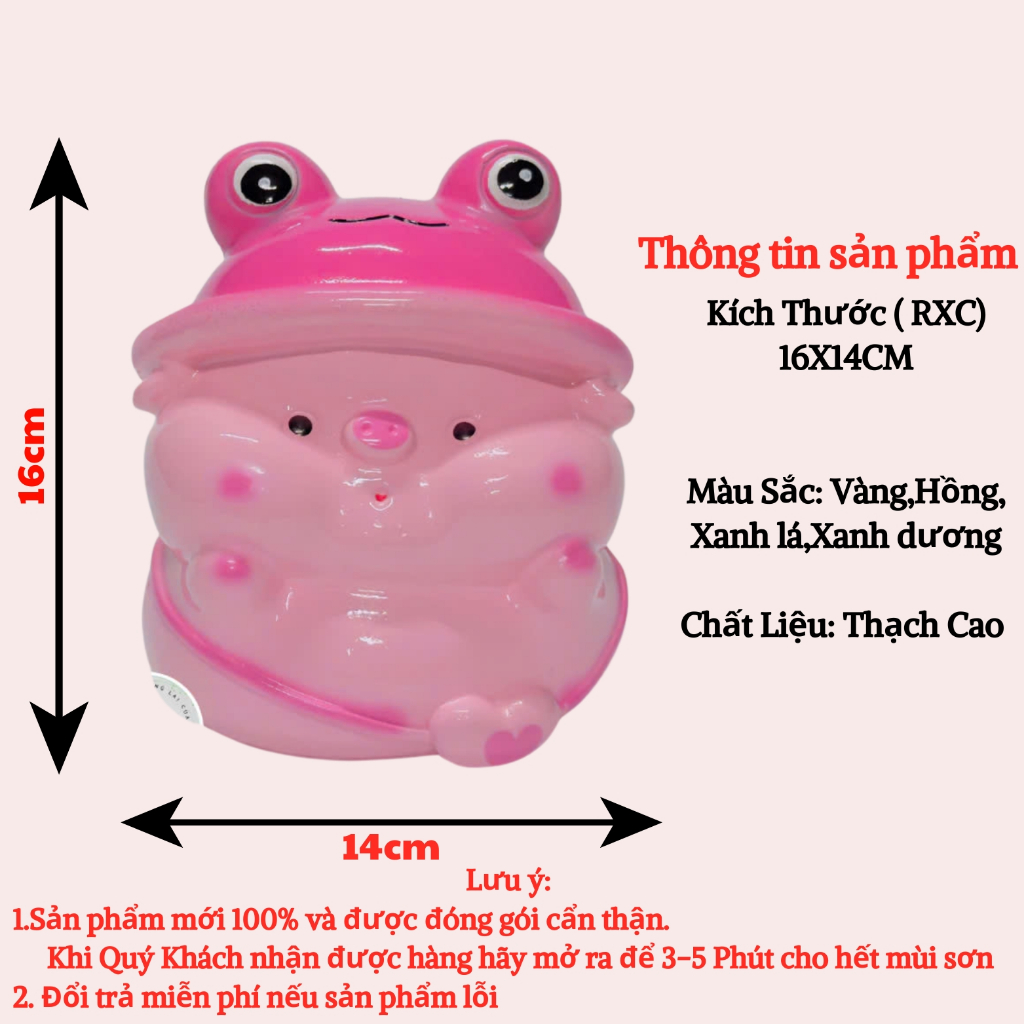 Heo Đất Lợn Đất Heo đội mũ ếch lỗ tròn(SIZE NHỎ) cute Ống heo tiết kiệm tiền,trang trí,quà tặng