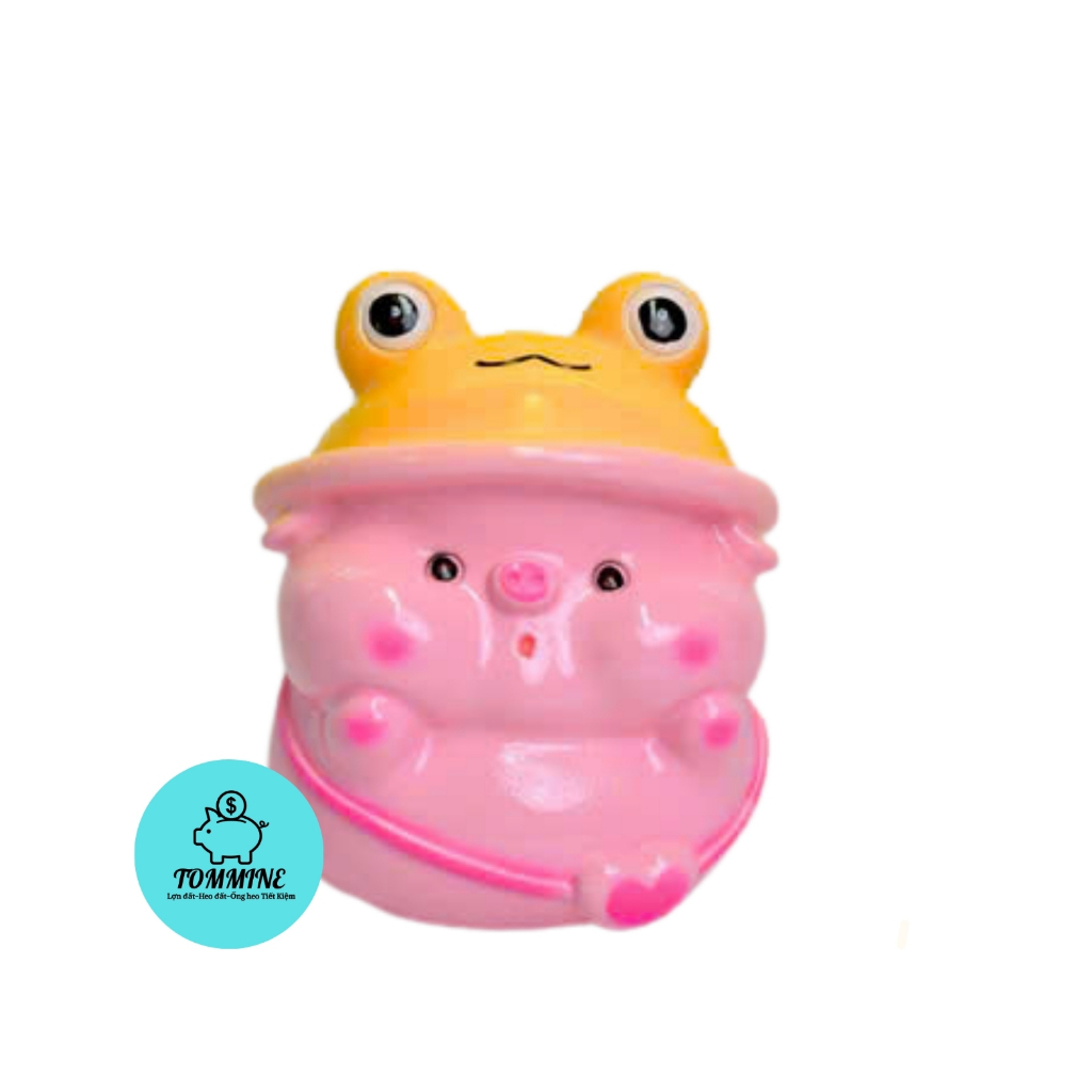 Heo Đất Lợn Đất Heo đội mũ ếch lỗ tròn(SIZE NHỎ) cute Ống heo tiết kiệm tiền,trang trí,quà tặng