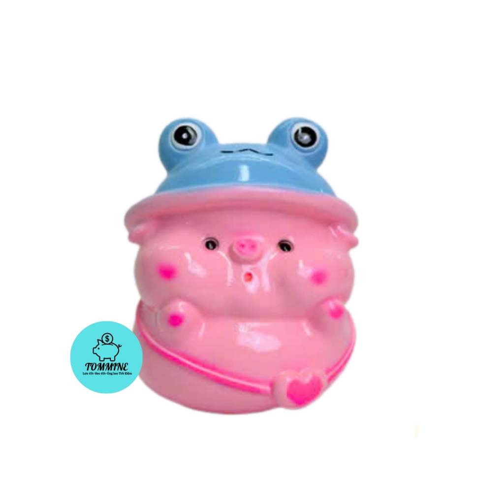 Heo Đất Lợn Đất Heo đội mũ ếch lỗ tròn(SIZE NHỎ) cute Ống heo tiết kiệm tiền,trang trí,quà tặng