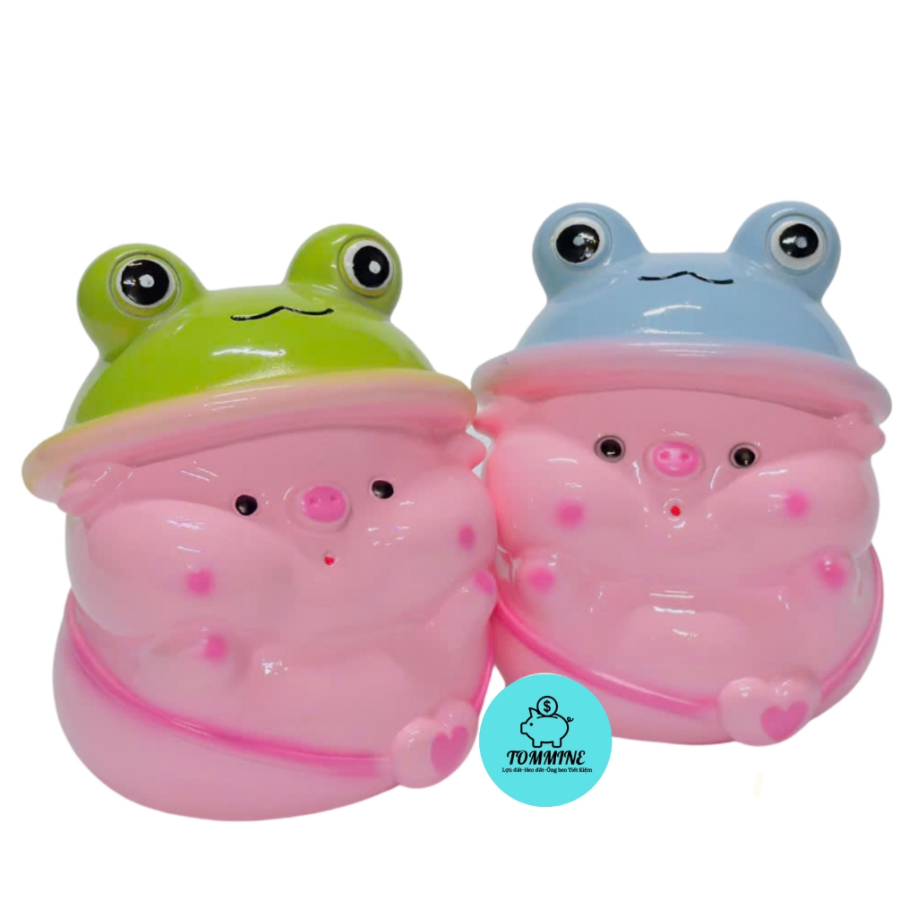 Heo Đất Lợn Đất Heo đội mũ ếch lỗ tròn(SIZE NHỎ) cute Ống heo tiết kiệm tiền,trang trí,quà tặng