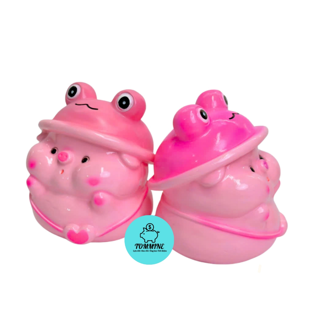 Heo Đất Lợn Đất Heo đội mũ ếch lỗ tròn(SIZE NHỎ) cute Ống heo tiết kiệm tiền,trang trí,quà tặng