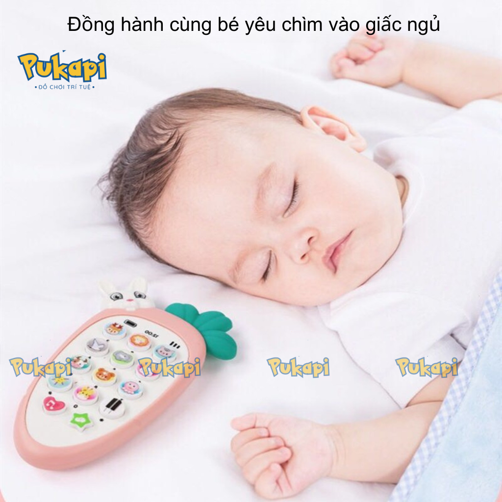 Điện Thoại Thỏ Cà Rốt Có Nhạc Điện Thoại Đồ Chơi Gặm Nướu Thỏ Gặm Cà Rốt Phát Nhạc Đèn Hình Thú - Đồ Chơi Cho Bé PUKAPI