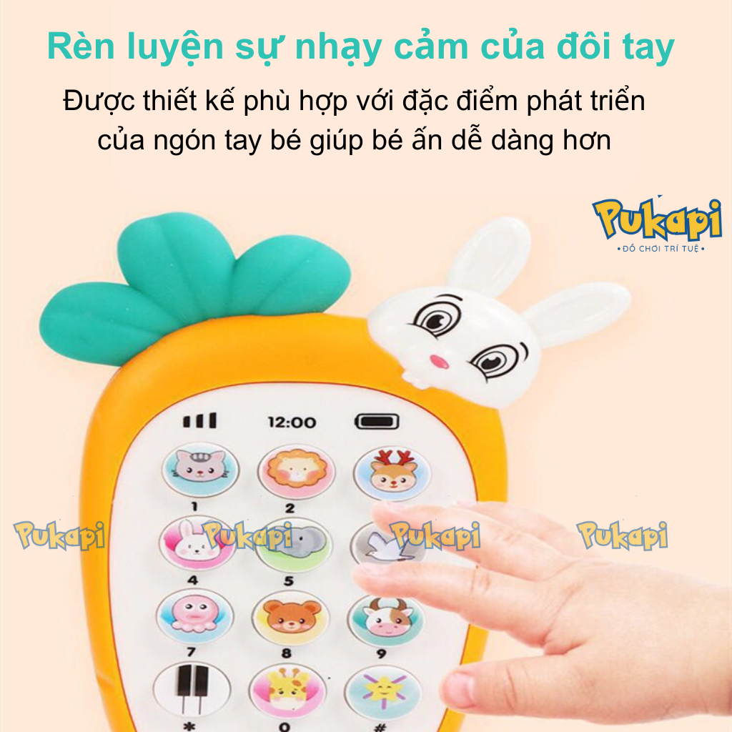 Điện Thoại Thỏ Cà Rốt Có Nhạc Điện Thoại Đồ Chơi Gặm Nướu Thỏ Gặm Cà Rốt Phát Nhạc Đèn Hình Thú - Đồ Chơi Cho Bé PUKAPI
