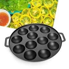 Khuôn bánh khọt đủ size nhiều lỗ bằng hợp kim gang, khuôn bánh khọt có nắp dành cho mọi nhà