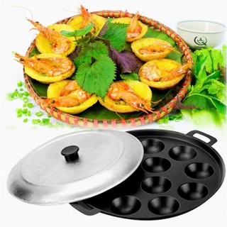 Khuôn bánh khọt đủ size nhiều lỗ bằng hợp kim gang, khuôn bánh khọt có nắp dành cho mọi nhà