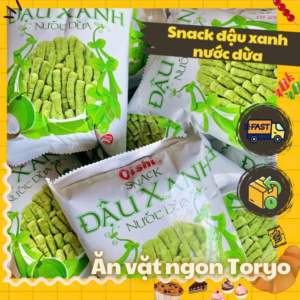 Combo Snack bim bim Oishi đậu xanh nước dừa (gói 14g) | Shopee Việt Nam