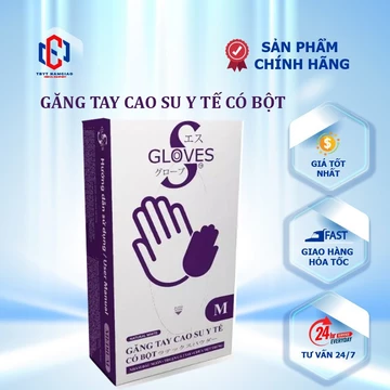 Găng Tay Y Tế Màu Trắng Có Bột SGLOVES Size XS/ S/ M, Bao Tay Cao Su Y Tế Có Bột