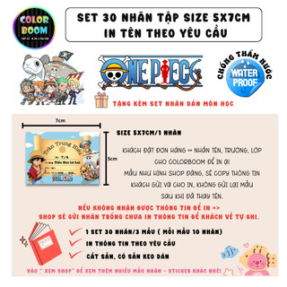 [ IN TÊN THEO YÊU CẦU] Nhãn Vở ONE PIECE In Theo Yêu Cầu - Set 30 Nhãn size 5x7cm - ColorBoom