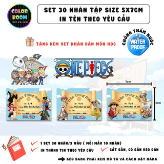 [ IN TÊN THEO YÊU CẦU] Nhãn Vở ONE PIECE In Theo Yêu Cầu - Set 30 Nhãn size 5x7cm - ColorBoom