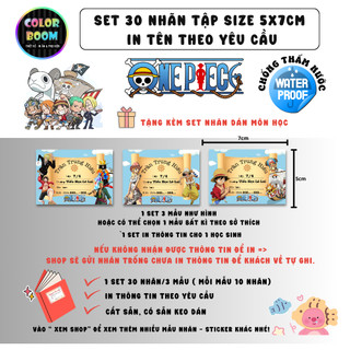 [ IN TÊN THEO YÊU CẦU] Nhãn Vở ONE PIECE In Theo Yêu Cầu - Set 30 Nhãn size 5x7cm - ColorBoom