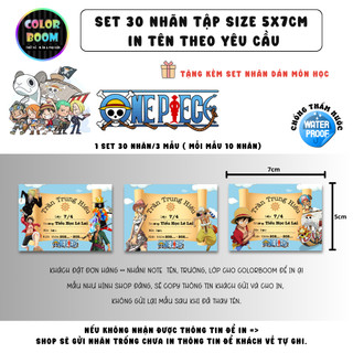 [ IN TÊN THEO YÊU CẦU] Nhãn Vở ONE PIECE In Theo Yêu Cầu - Set 30 Nhãn size 5x7cm - ColorBoom