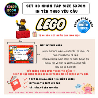 [ IN TÊN THEO YÊU CẦU] Nhãn Vở LEGO In Theo Yêu Cầu - Set 30 Nhãn size 5x7cm - ColorBoom
