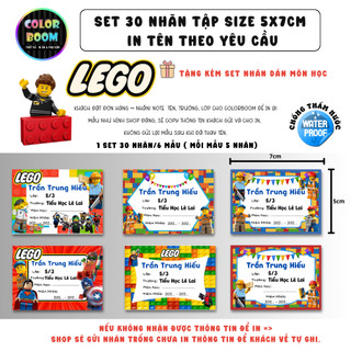 [ IN TÊN THEO YÊU CẦU] Nhãn Vở LEGO In Theo Yêu Cầu - Set 30 Nhãn size 5x7cm - ColorBoom