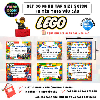 [ IN TÊN THEO YÊU CẦU] Nhãn Vở LEGO In Theo Yêu Cầu - Set 30 Nhãn size 5x7cm - ColorBoom