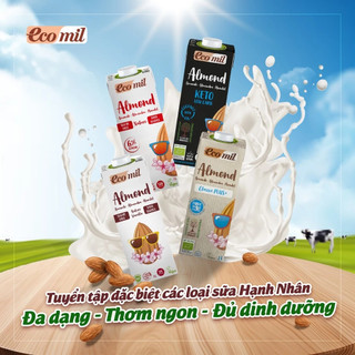 Sữa Hạt Không Đường Hữu Cơ Ecomil Organic Oat/ Almond/ Coconut/ Hazelnut Milk 1L