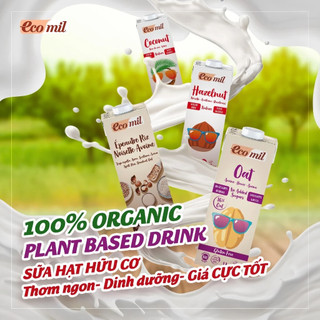 Sữa Hạt Không Đường Hữu Cơ Ecomil Organic Oat/ Almond/ Coconut/ Hazelnut Milk 1L