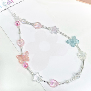 Dây Đeo Điện Thoại Mùa Hè - Móc Khoá Pastel Ánh Bạc Dễ Thương Đơn Giản Handmade by Carem