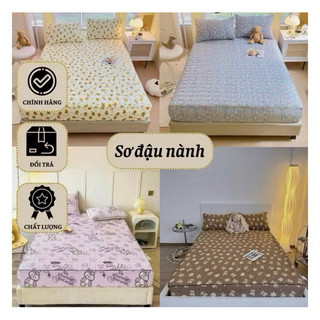 Bộ Ga Gối 3 món Cotton Đũi Dệt Bông Xơ Đậu Nành - Ga Gối Trần Bông Cotton Đũi