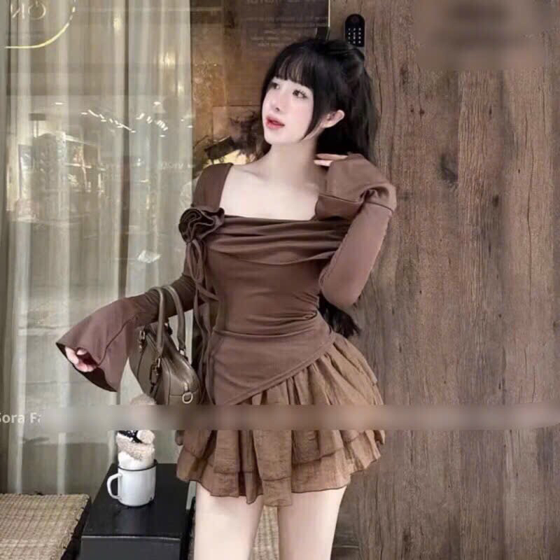 Áo trễ vai kiểu tay dài ống loe - có BIGSIZE - Set áo váy đi biển chất thun tăm phong cách Tỷ Tỷ Trung Hoa  A334 | BigBuy360 - bigbuy360.vn