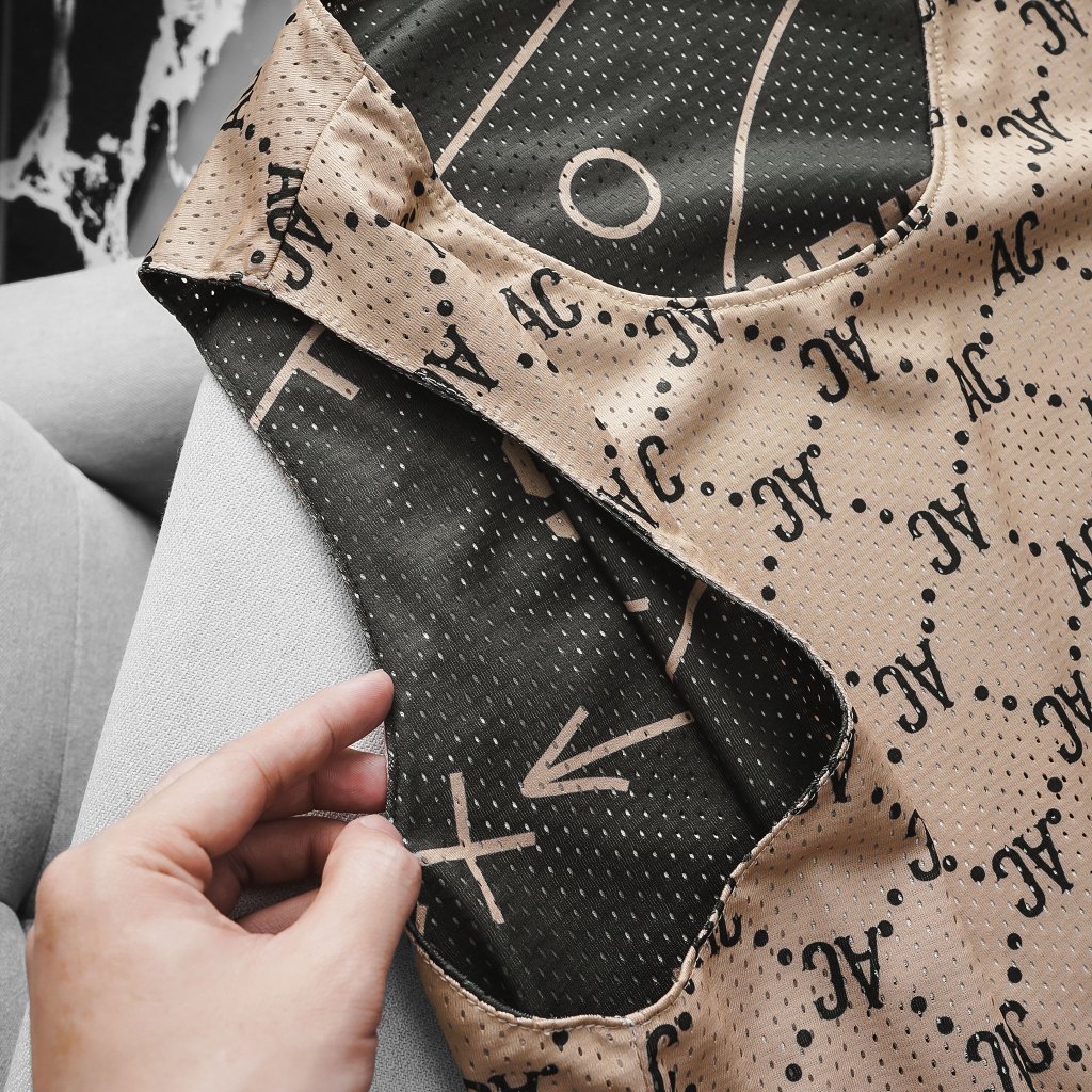 Áo tanktop 2 mặt Monogram Trắng Đen và Đen Be chất liệu vải lưới jersey bóng rổ, thoáng khí
