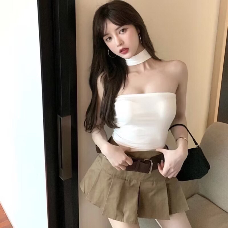 Áo yếm cổ lọ CÓ MÚT NGỰC  - áo kiểu hở ngực sexy chất thun ôm mát A103 | BigBuy360 - bigbuy360.vn