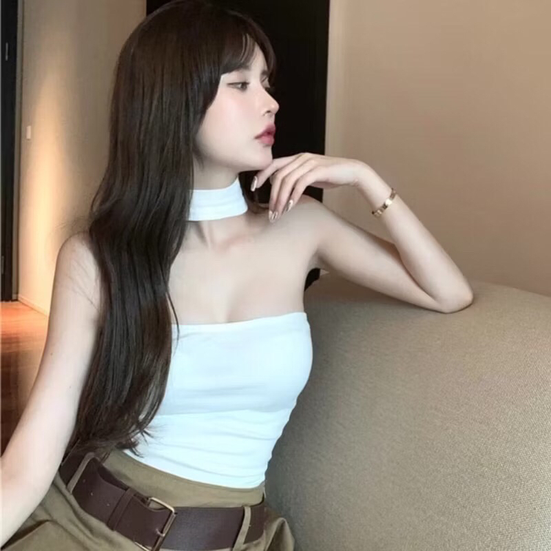 Áo yếm cổ lọ CÓ MÚT NGỰC  - áo kiểu hở ngực sexy chất thun ôm mát A103 | BigBuy360 - bigbuy360.vn