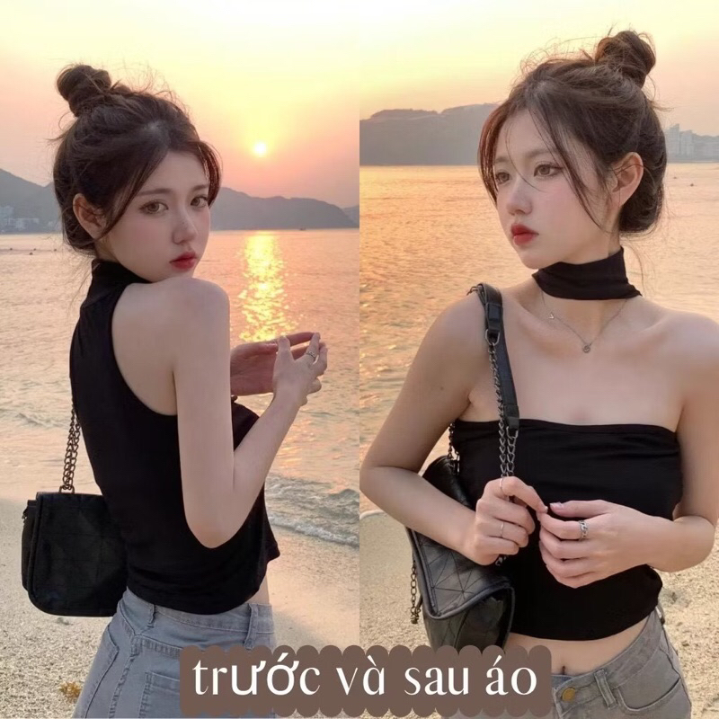 Áo yếm cổ lọ CÓ MÚT NGỰC  - áo kiểu hở ngực sexy chất thun ôm mát A103 | BigBuy360 - bigbuy360.vn