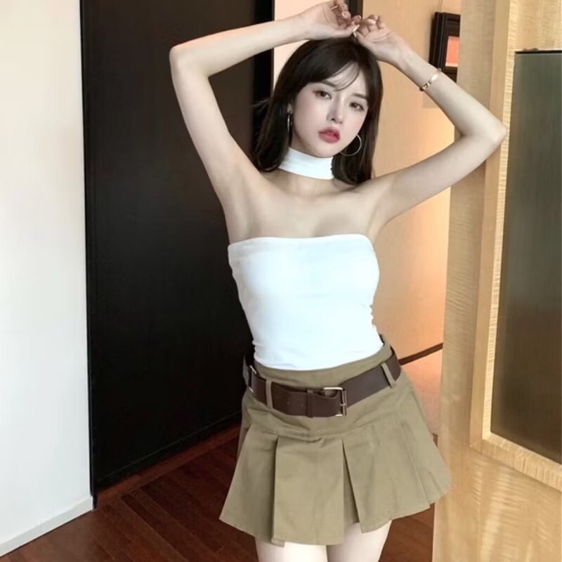 Áo yếm cổ lọ CÓ MÚT NGỰC  - áo kiểu hở ngực sexy chất thun ôm mát A103 | BigBuy360 - bigbuy360.vn