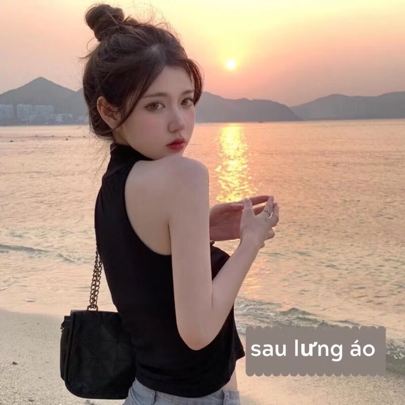 Áo yếm cổ lọ CÓ MÚT NGỰC  - áo kiểu hở ngực sexy chất thun ôm mát A103 | BigBuy360 - bigbuy360.vn