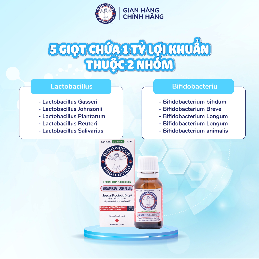 Bộ Đôi Cho Bé - BioAmicus Complete 10 Chủng lọ 10mL & BioAmicus Omega-3 DHA lọ 30mL