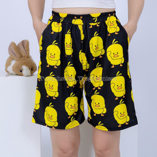 Size 38-85KG Quần Short Lững Hoạt Hình Cartoon hoạt hình Vịt  Hello - Quần đùi cotton mùa hè nam nữ Unisex TUEANSTORE