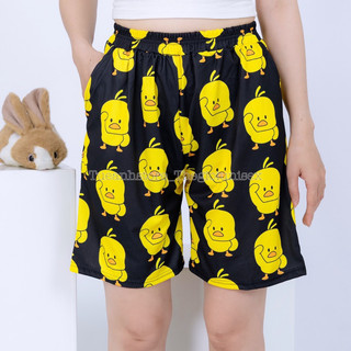 Size 38-85KG Quần Short Lững Hoạt Hình Cartoon hoạt hình Vịt  Hello - Quần đùi cotton mùa hè nam nữ Unisex TUEANSTORE