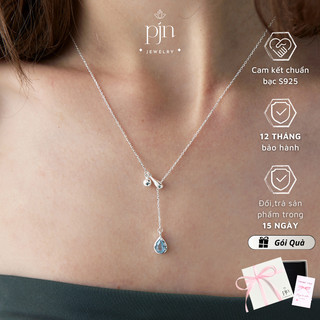 Dây Chuyền Bạc Nữ S925 Mặt Giọt Nước Đá Xanh PJN Phong Cách Thiết Kế Thanh Lịch Nhẹ Nhàng VC19