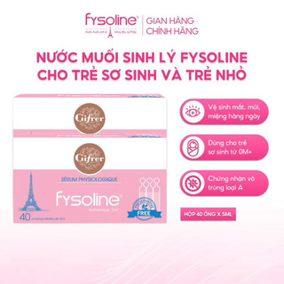 Nước muối sinh lý,muối Hồng,muối xanh Fysoline nhập khẩu Pháp vệ sinh mắt, mũi, miệng cho bé (Hộp hồng 40 ống x5ml)