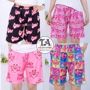 Q02 - Quần Short Bigsize Lững hoạt hình CHÚ BÁO HỒNG Unisex dành cho nam nữ mặc nhà đi biển mặc nhóm 38 - 85kg