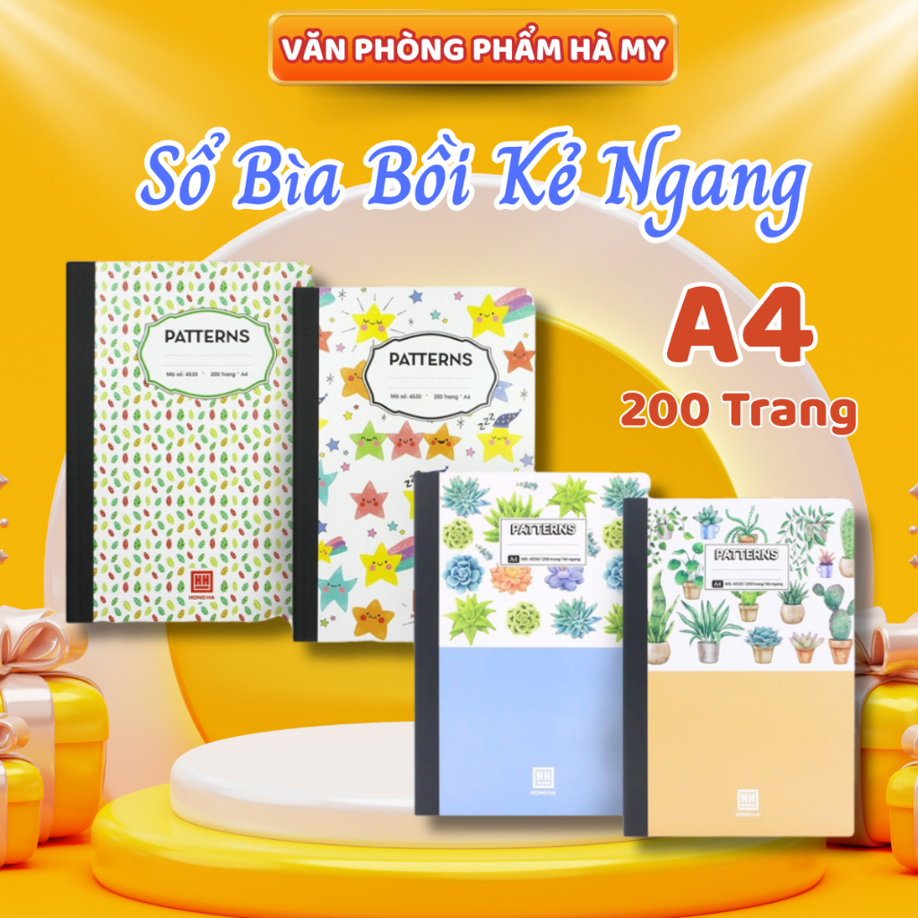 Sổ Bìa Bồi Kẻ Ngang A4 200 Trang Hồng Hà Patterns - 4530 | Shopee Việt Nam