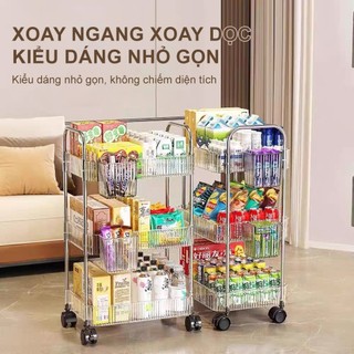 [Bồi thường 100% khi bị vỡ  ] Xe Đẩy Spa 2/3/4 Tầng Kệ Nhựa Trong Suốt Có Bánh Xe ,Kệ xe đẩy cao cấp