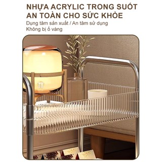 [Bồi thường 100% khi bị vỡ  ] Xe Đẩy Spa 2/3/4 Tầng Kệ Nhựa Trong Suốt Có Bánh Xe ,Kệ xe đẩy cao cấp