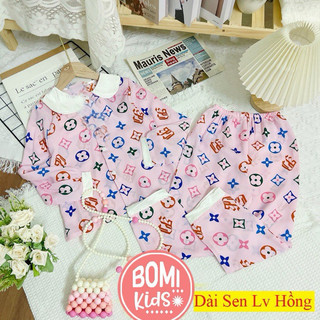 [15kg - 40kg] Đồ Bộ Bé Gái Mặc Nhà dài tay cao cấp Pijama Lụa Cao Cấp Cho Bé_BM01