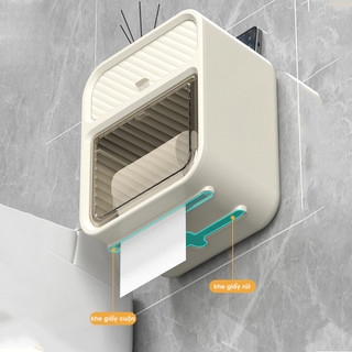 Hộp Đựng Giấy Vệ Sinh Treo Tường MAISON 2 trong 1, Hộp đựng giấy treo tường chất liệu PP có ngăn kéo đựng đồ đa năng