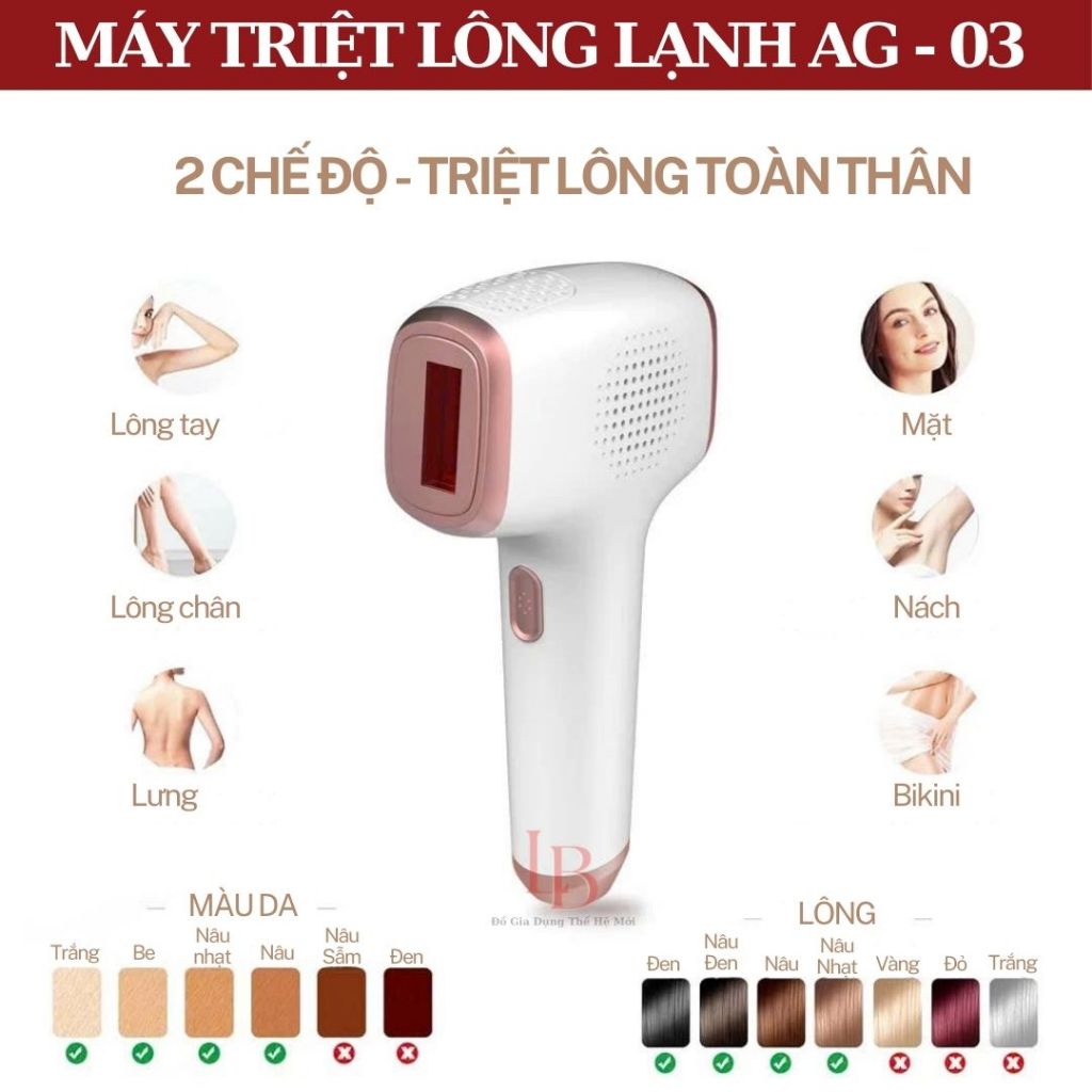Máy Triệt Lông Lạnh Vĩnh Viễn Cầm Tay Tại Nhà AG – 03 Công Nghệ IPL Với 9 Cấp Độ và 3 Chê Độ Triệt Bảo Hành 12 Tháng | BigBuy360 - bigbuy360.vn