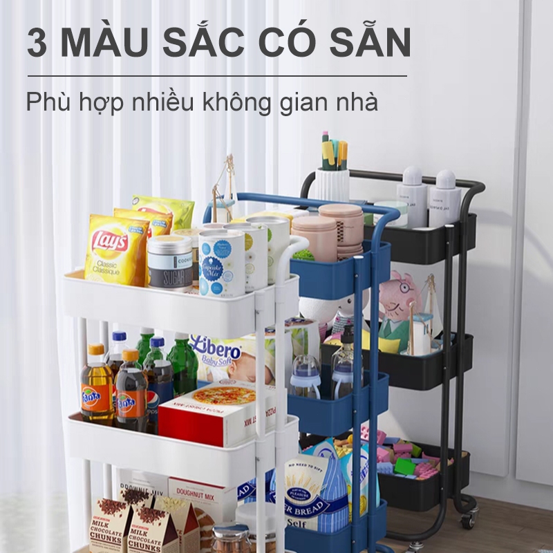 [Miễn phí vận chuyển]Xe Đẩy Spa 3/4/5 tầng Kệ để đồ bỉm sữa Đủ 3 Màu Thiết Kệ sách có bánh xe đẩy