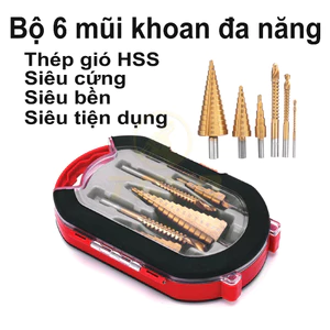 TAYO Bộ 6 mũi khoan tháp đa năng - Mũi khoan cưa đa năng thép gió HSS mạ Titan siêu bền