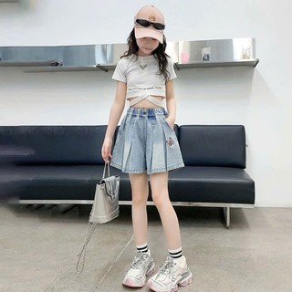 QUẦN SHORT JEAN XẾP LY HOẠ TIẾT THÊU NHẸ NHÀNG BÉ GÁI