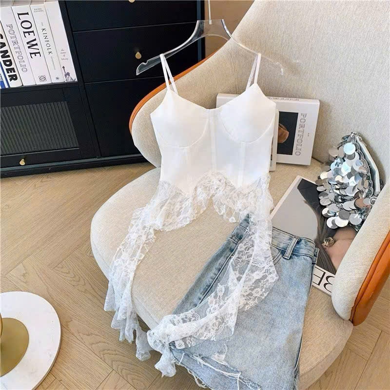 Áo 2 Dây Viền Tua Rua Ren Có Đệm Mút Cực Xinh
